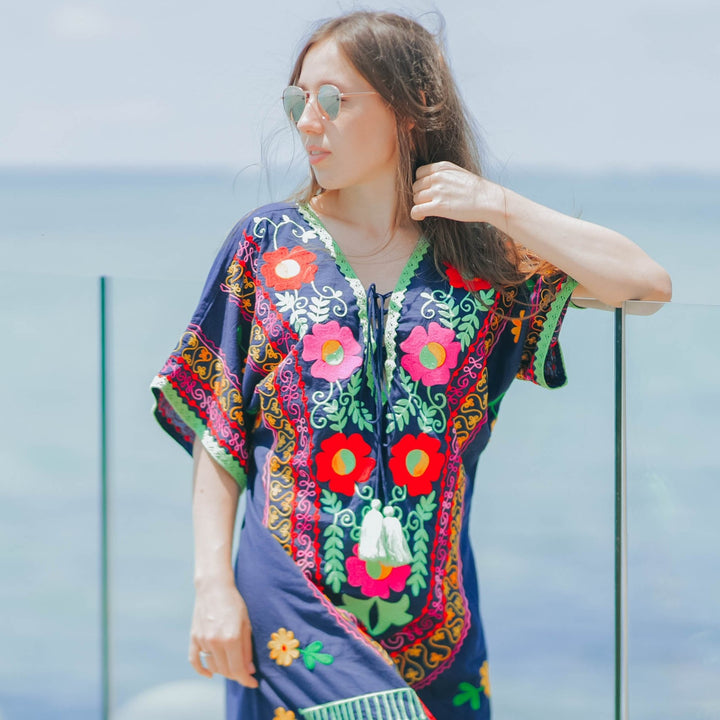 Chakra Kaftan Dress: A Colorful Oasis of Serene Elegance - Breathing Soul
