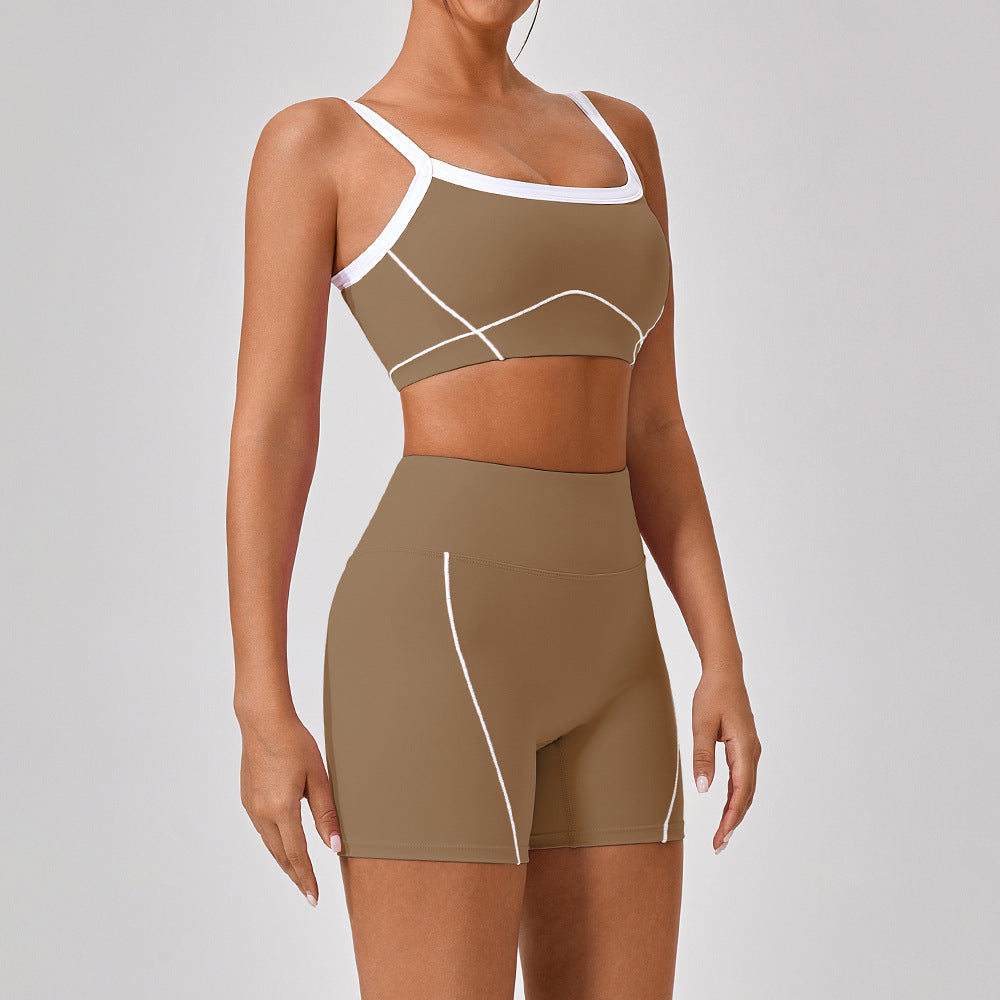 Women's Outdoor Sports Yoga Set | Spaghetti Strap Fitness Outfit | Moisture-Wicking Activewear