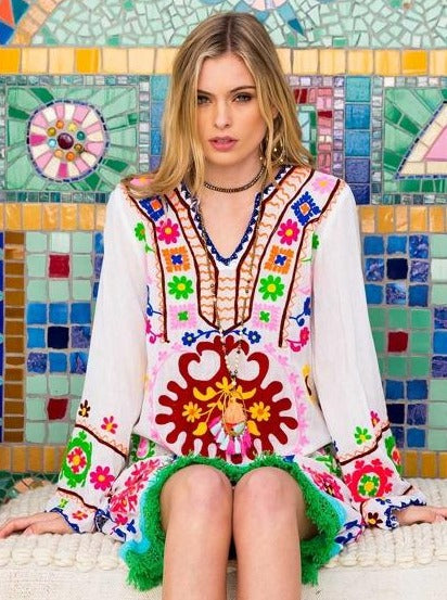 Relaxing Retreat White Cotton Beach Kaftan - Breathing Soul