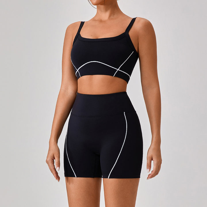 Women's Outdoor Sports Yoga Set | Spaghetti Strap Fitness Outfit | Moisture-Wicking Activewear
